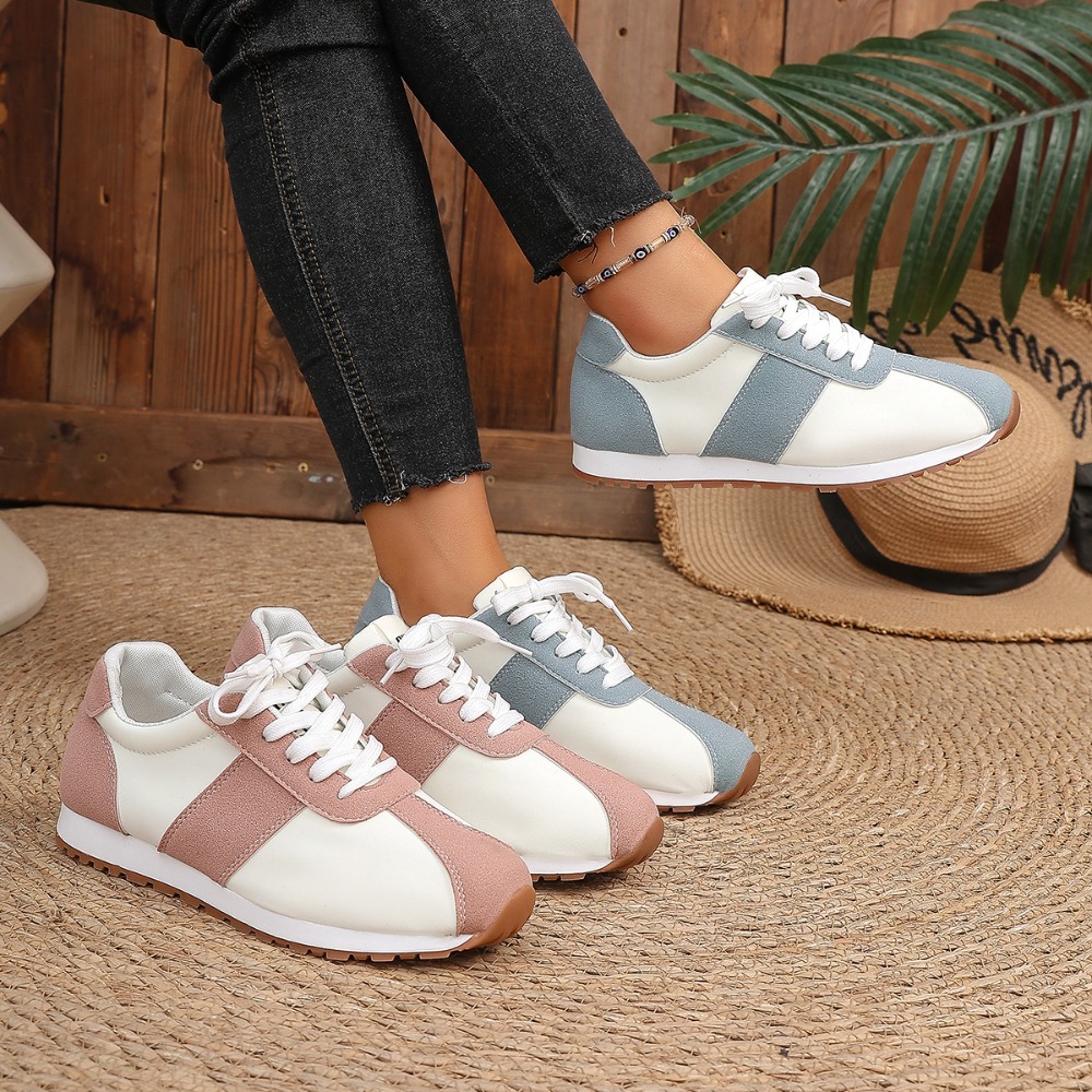 Women Shoes For Walking - Women Color Block Sneakers Lace Up