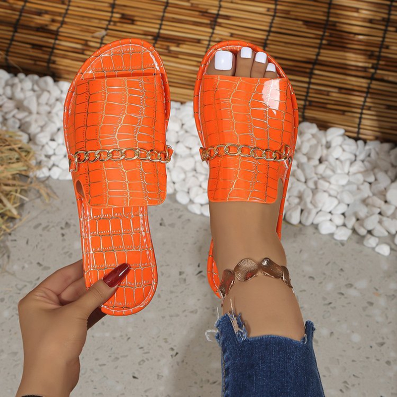 Women's Glitter Gold Slippers  - đánh giá và giá Gold Chain Sandal