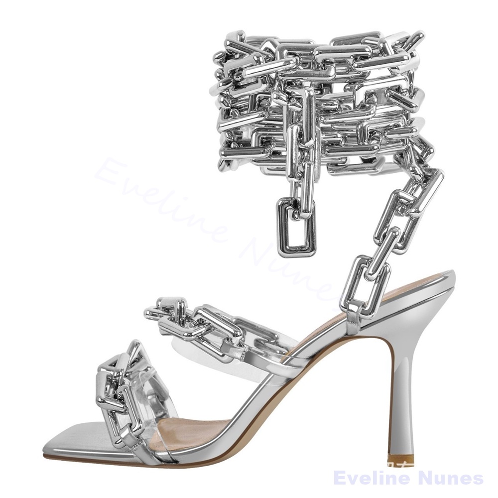 Gold Chain Ankle Wrap High Hee - đánh giá và giá Gold Chain Sandal