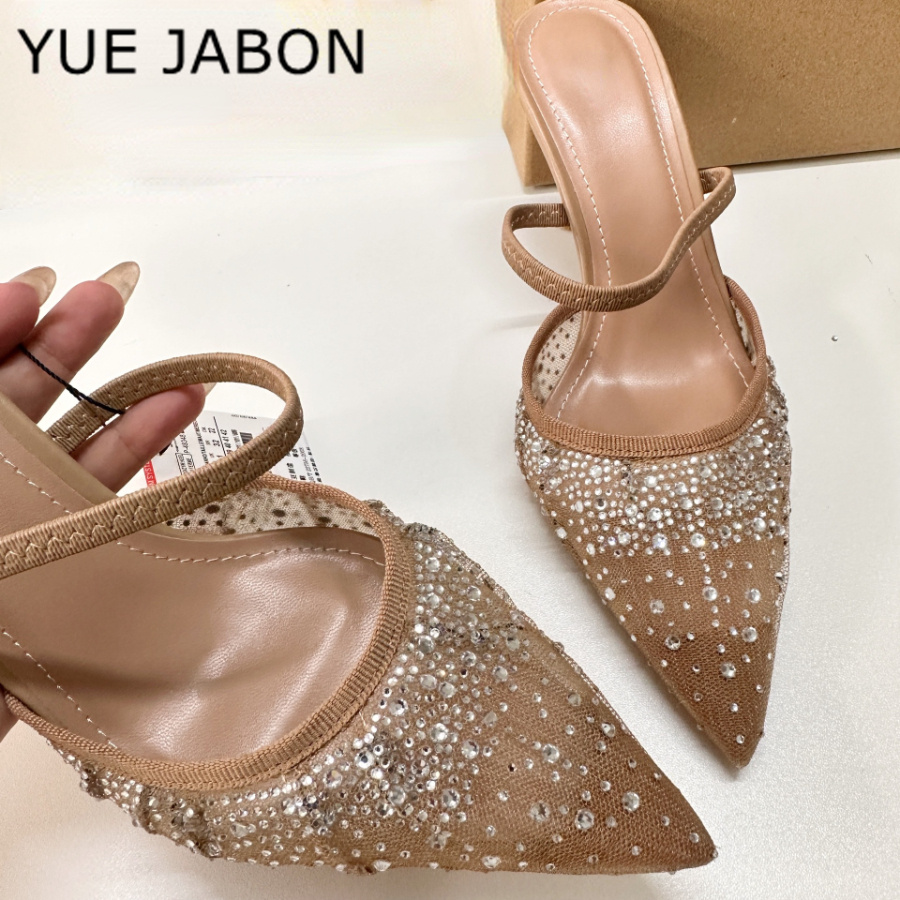 Mesh Rhinestone High Heel Sand - đánh giá và giá Women Shoes Ysl