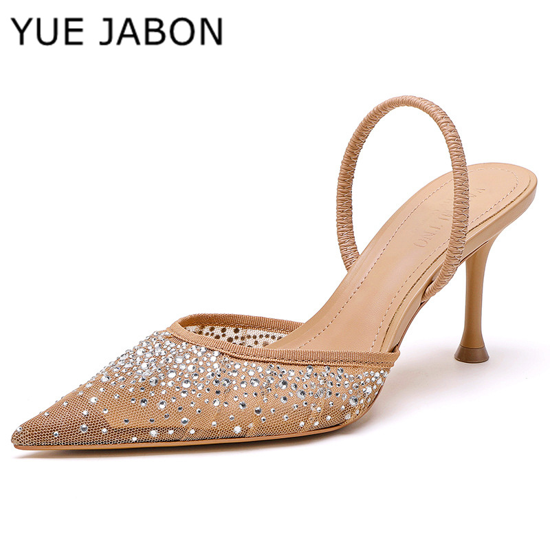 Mesh Rhinestone High Heel Sand - đánh giá và giá Women Shoes Ysl