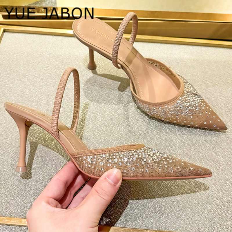 Mesh Rhinestone High Heel Sand - đánh giá và giá Women Shoes Ysl