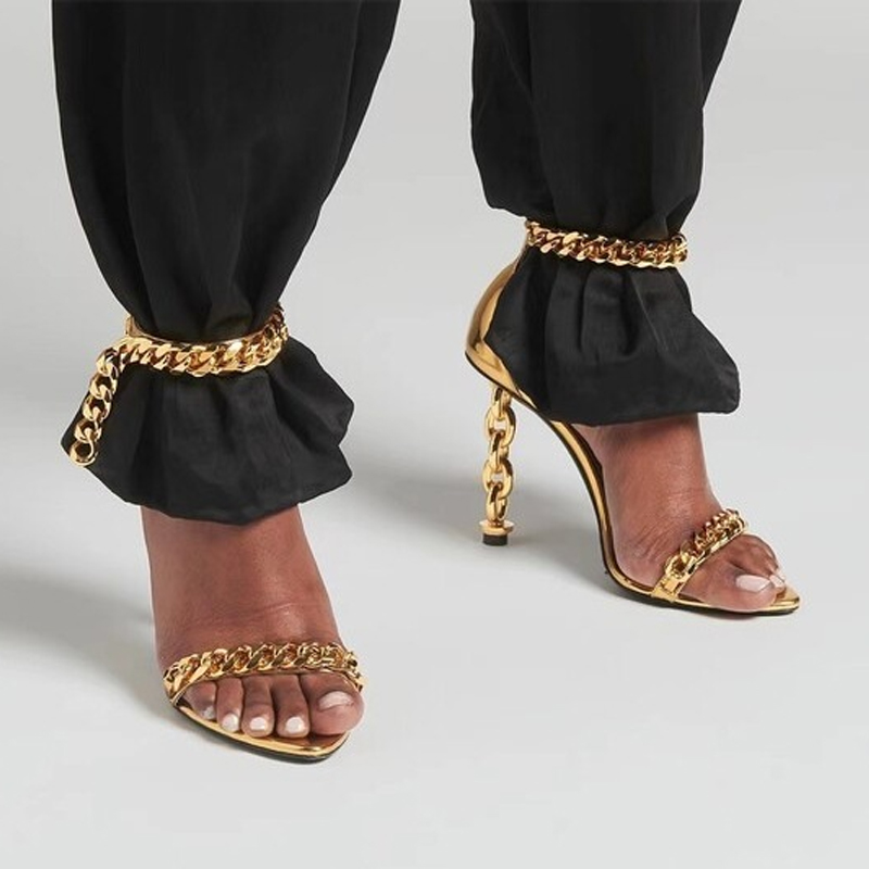 Sexy Gold Chain Heel Pointed T - đánh giá và giá Gold Chain Sandal