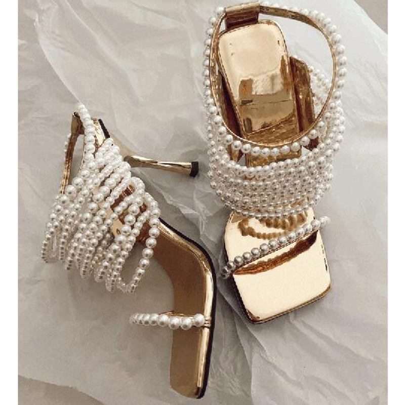 Glossy Pearl Chains Straps Sli - đánh giá và giá Gold Chain Sandal